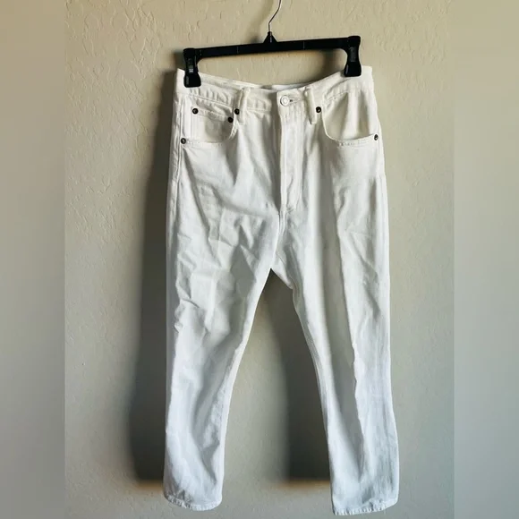 Agolde Riley High Rise Straight Crop White Size 25 Preppy Classic Vacay - Picture 4 of 8